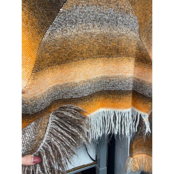 Zara Woman's Cropped Fringe Sweater Orange Brown Fringe Penny Lane Hippie Boho - Picture 4 of 5